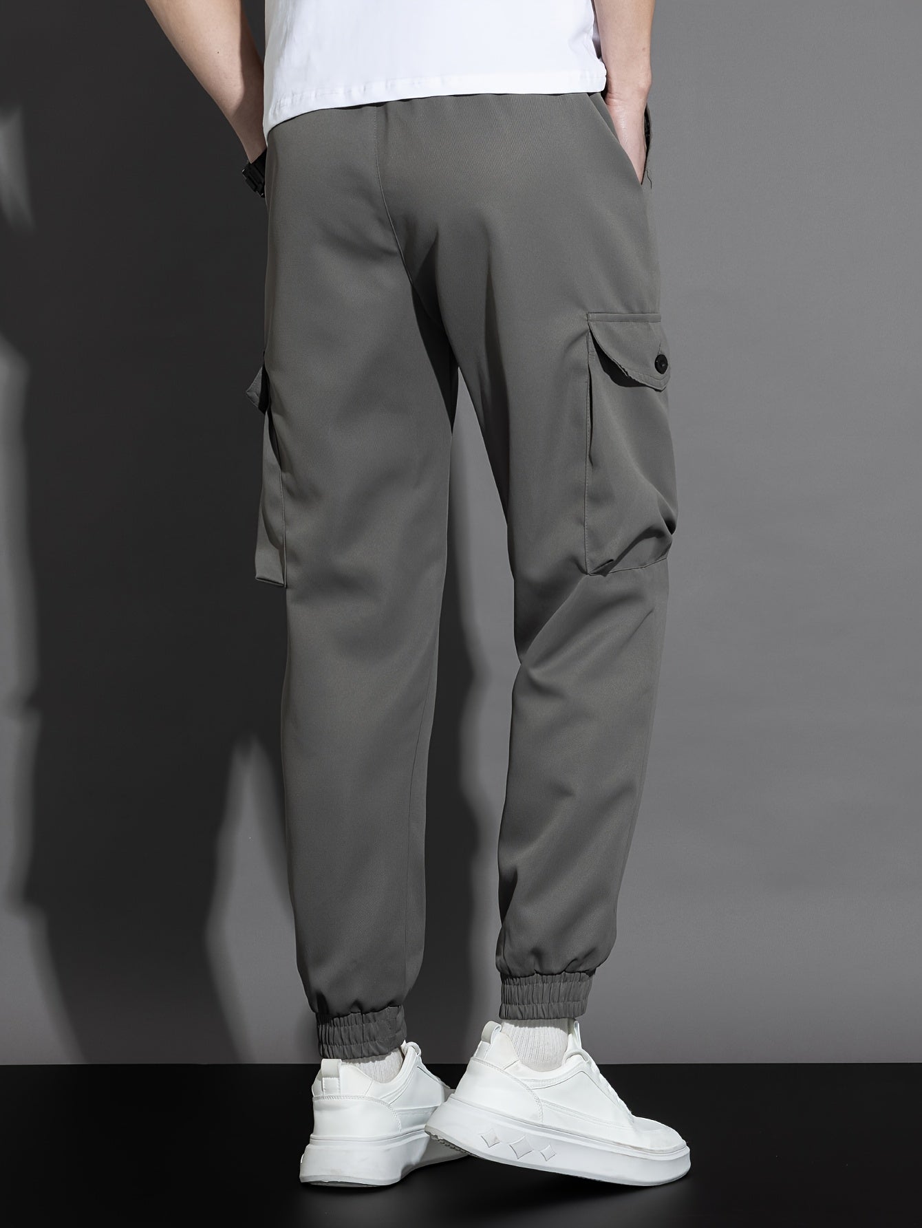 Men’s Olive Cargo Pants – Multi-Pocket Drawstring Utility Trousers