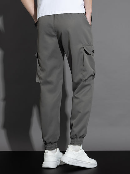 Men’s Olive Cargo Pants – Multi-Pocket Drawstring Utility Trousers