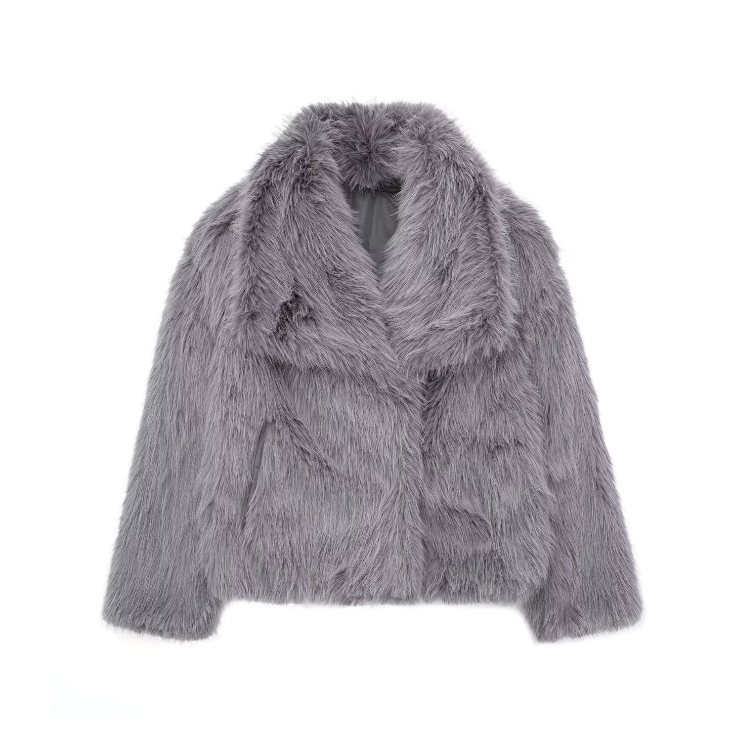 Loom & Soul™ Fluffy Lapel Plush Coat – Women’s Warm Winter Jacket for Effortless Chic Comfort