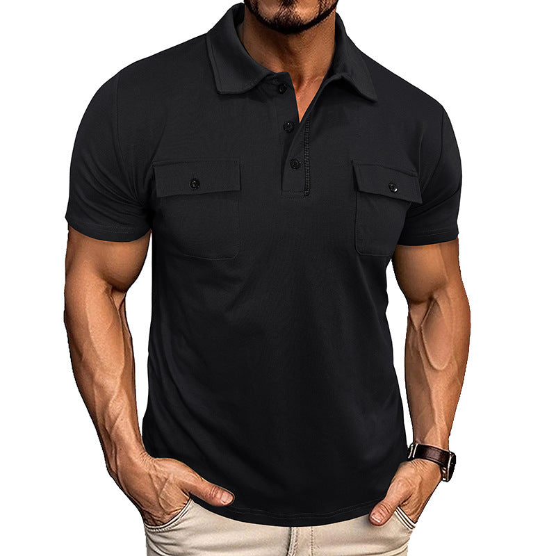 Loom & Soul™ Men’s Summer Polo Shirt – Short Sleeve Lapel Top with Chest Pocket