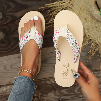 Tongs à plateforme fleuries – Claquettes d'été confortables et larges