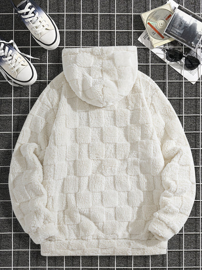 Men’s Westcoast Fleece Hoodie – Thick Embroidered Checkered Pullover