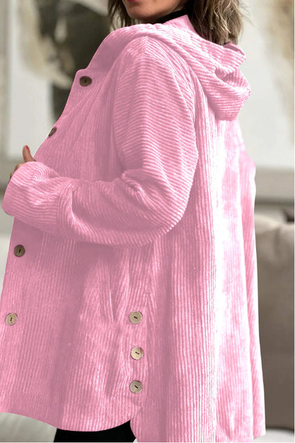 Chaqueta de pana con capucha para mujer – Abrigo cálido informal de longitud media