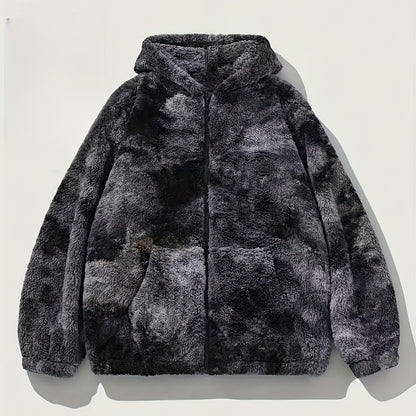 Loom & Soul Men’s Tie-Dye Fleece Jacket – Soft Plush Warm Hooded Outerwear