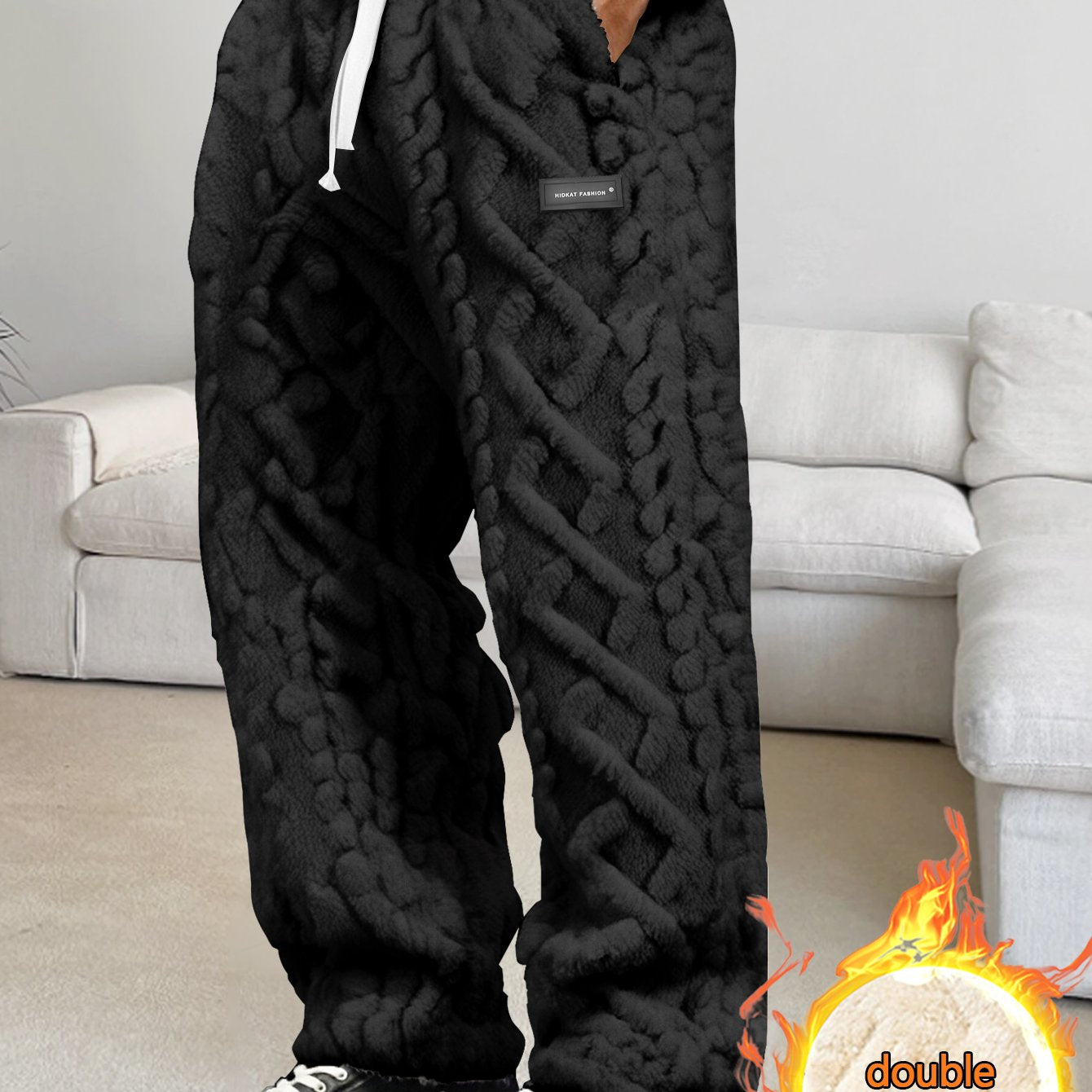 Pantalon de survêtement doublé polaire pour homme – Chaud, confortable, avec cordon de serrage pour l'hiver