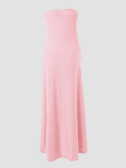Off-Shoulder Embroidered Midi Dress – Elegant Split Wrap Dress