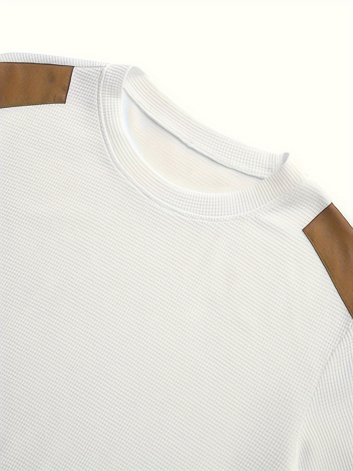 Men’s Waffle Knit Sweatshirt – Color Block Crewneck Casual Pullover