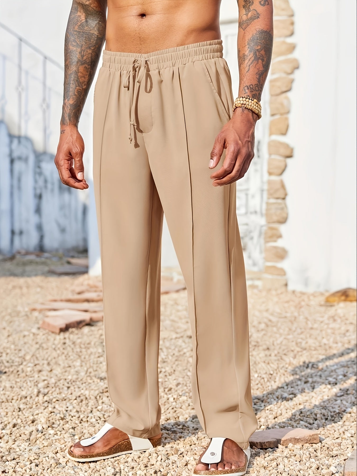 Pantalon décontracté en velours côtelé pour homme – Coupe droite ajustée, anti-plis