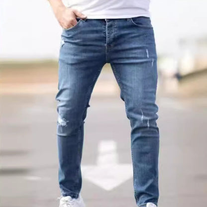 Jeans skinny en denim pour homme – Jeans slim stretch décontractés bleus