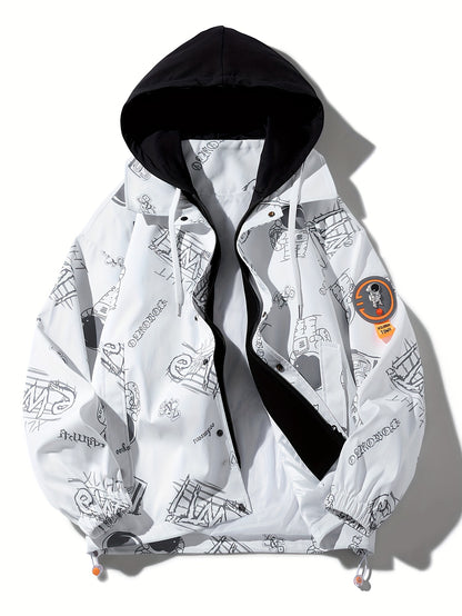 Loom & Soul Men’s Cartoon Print Zip Hoodie – Youth Streetwear Jacket