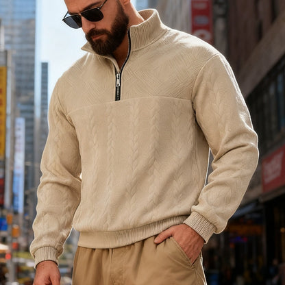 Sudadera con capucha y cremallera para hombre – Sudadera informal de corte holgado con cuello alto