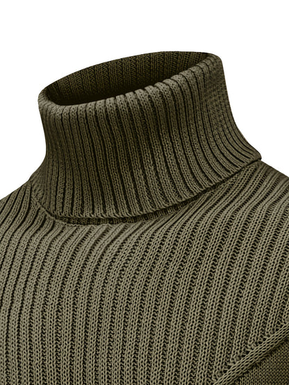 Suéter de cuello alto trenzado vintage para hombre – Jersey de punto clásico