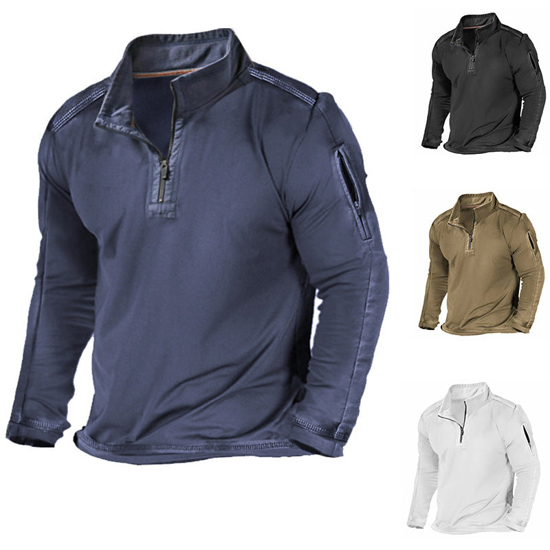 Suéter de manga larga para hombre – Jersey con bolsillo de cremallera