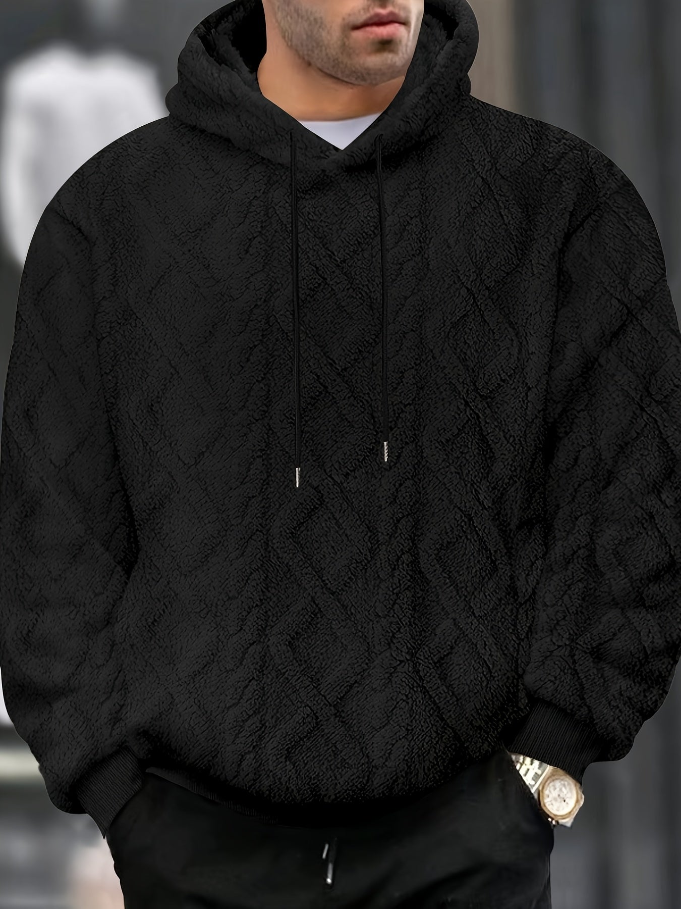 Men’s Casual Hooded Sweatshirt – Solid Color Slight Stretch Pullover