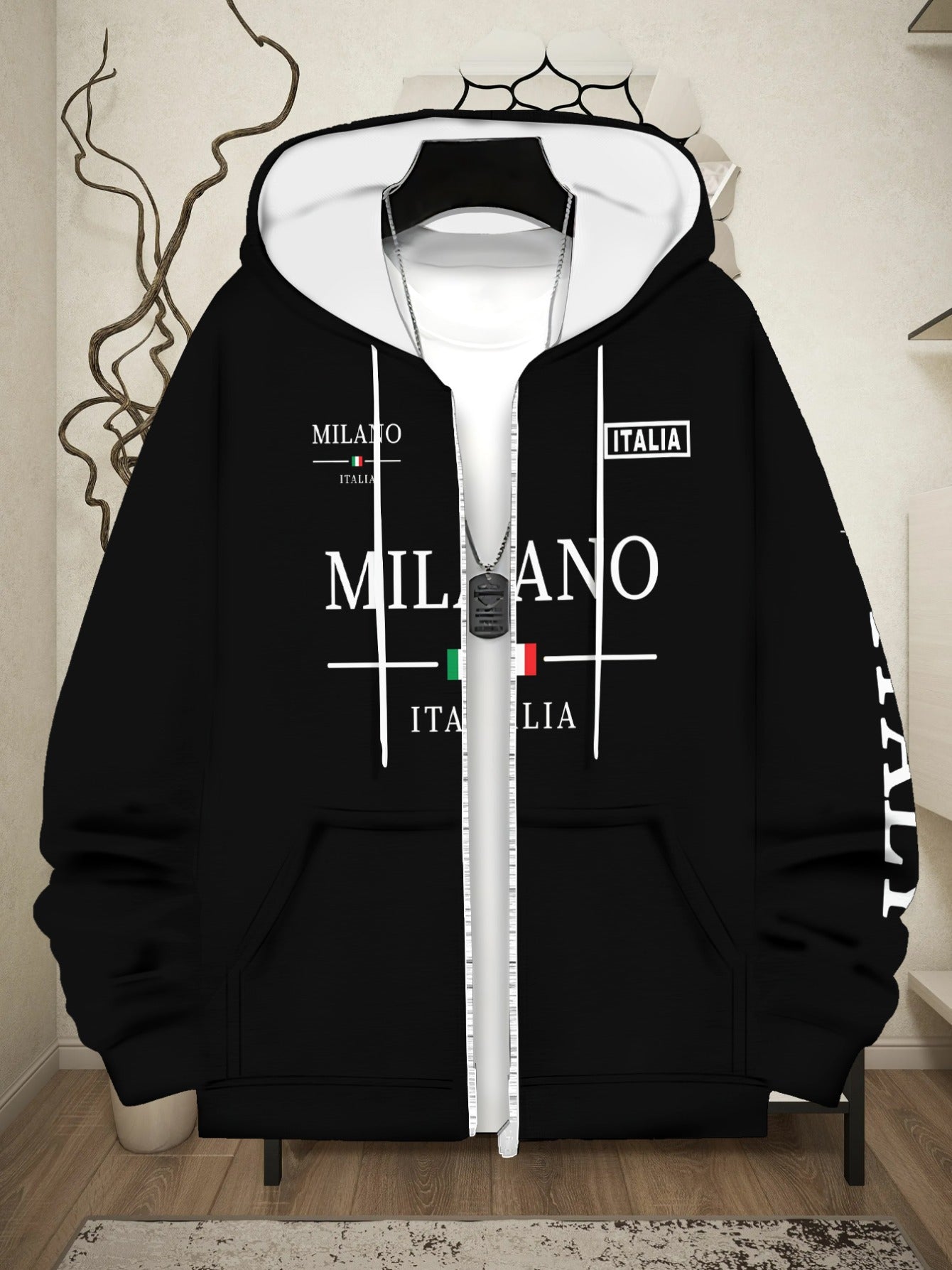 Loom & Soul Men’s Italian Stripe Zip Hoodie – Lightweight Fall Sweatshirt