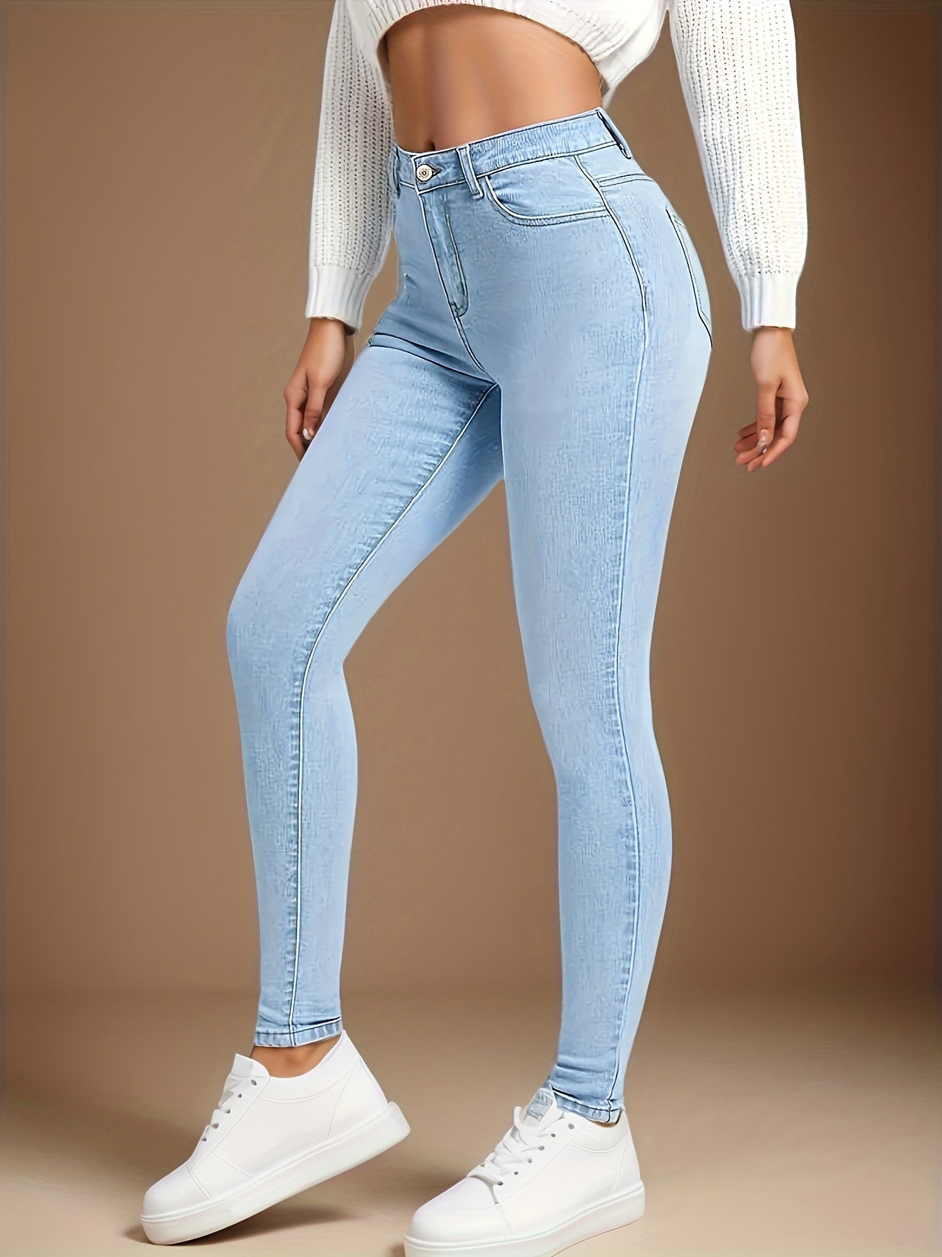 Women’s High-Rise Slim Jeans – Tummy Control Stretch Denim