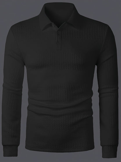 Men’s Summer Jacquard Lapel Shirt – Slim Fit Short Sleeve Polo