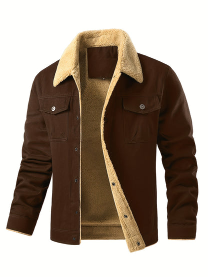 Chaqueta de trabajo para hombre con forro polar - Abrigo con cuello de borreguillo