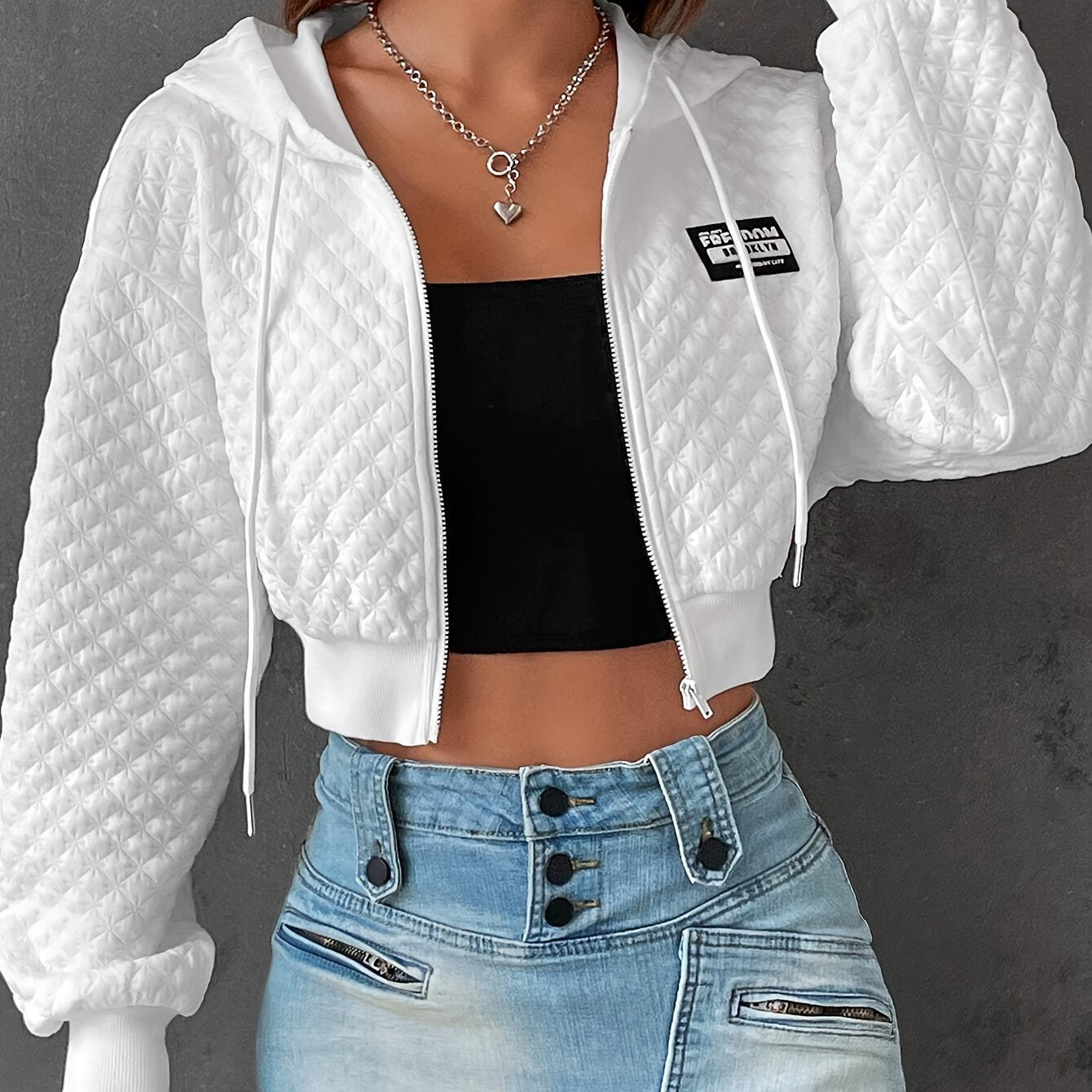 Women’s Elegant Letter Hoodie – Red & Black Cropped Street Pullover