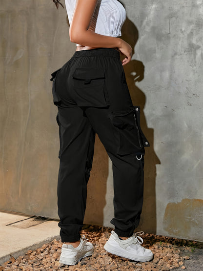 Pantalon cargo à cordon de serrage pour femme – Coupe décontractée style urbain, multipoches
