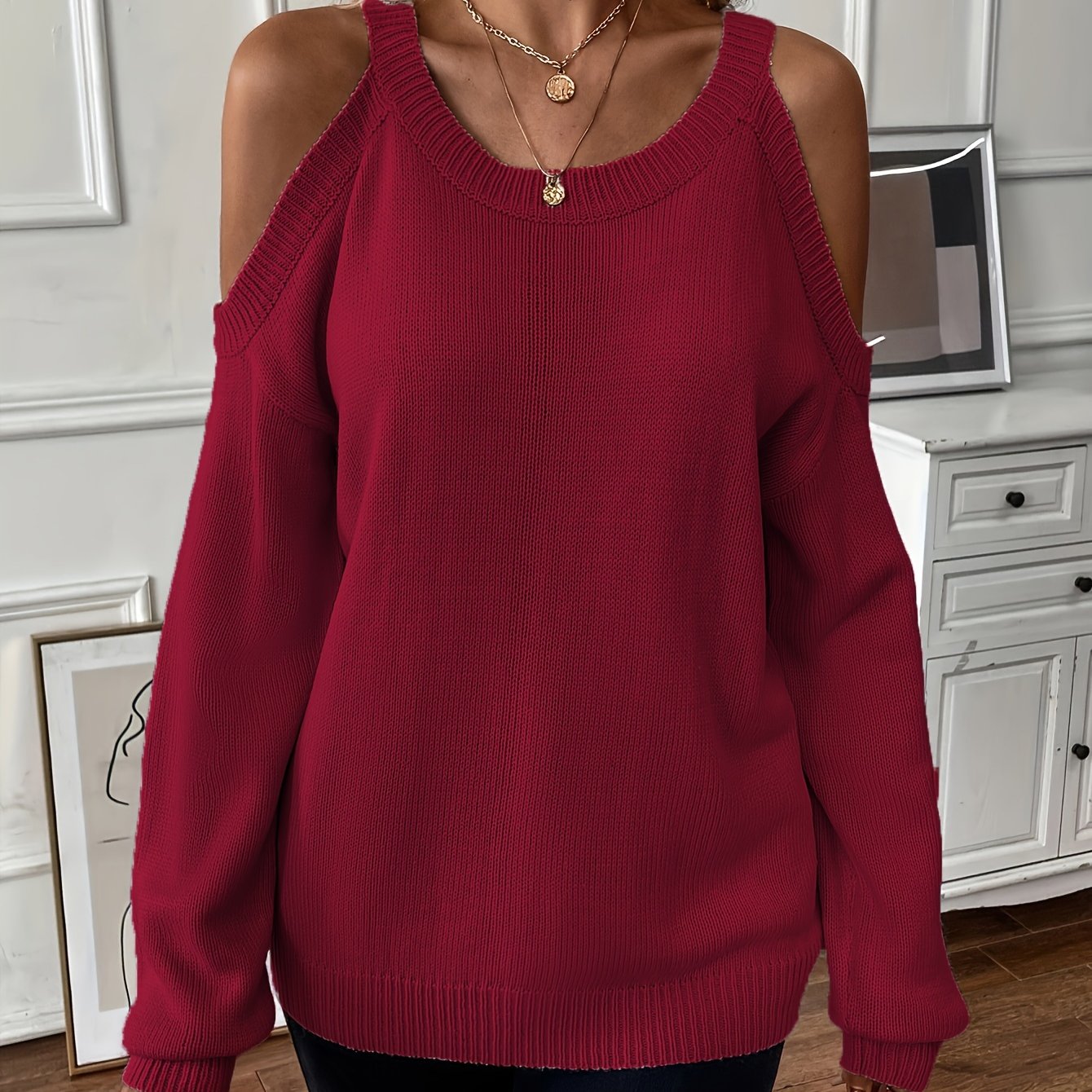 Women’s Elegant Crew Neck Pullover – Soft Knit Fall/Winter Sweater