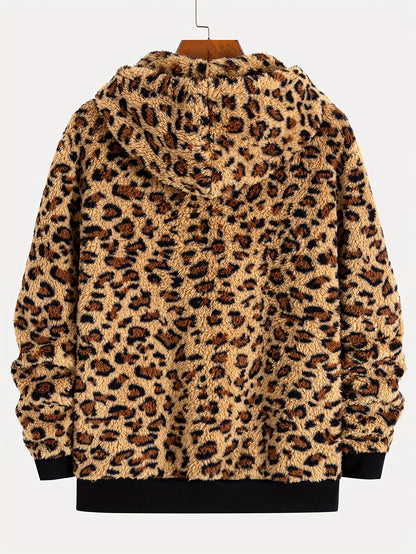 Sudadera con capucha y estampado de leopardo para hombre – Sudadera de felpa para un estilo urbano impactante