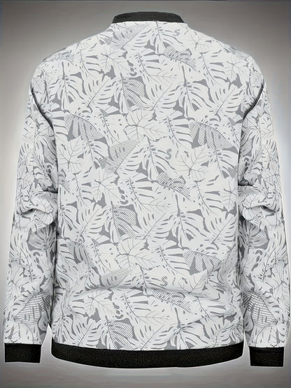 Men’s Printed Baseball Jacket – Zip-Up Casual Lightweight Street Coat