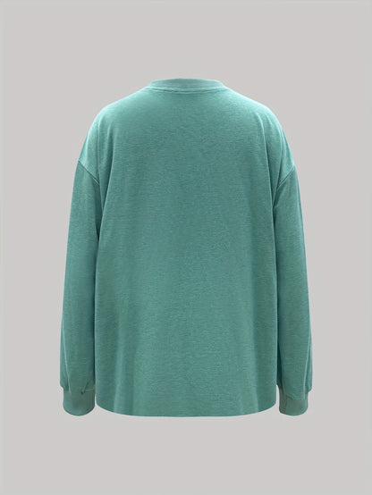 Teal Graphic Sunburst Sweatshirt – Women’s Casual Crew Neck Pullover