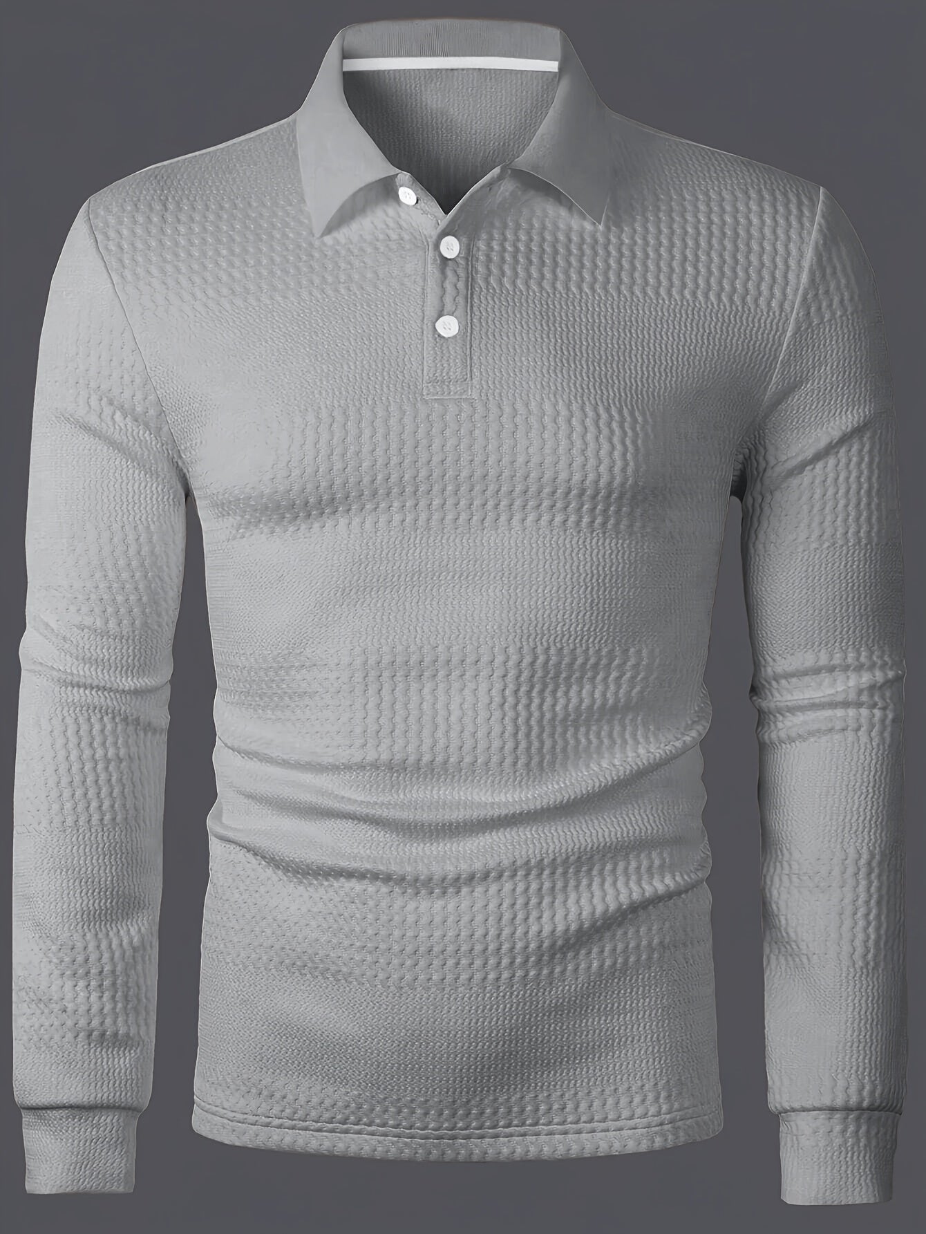 Men’s Summer Jacquard Lapel Shirt – Slim Fit Short Sleeve Polo