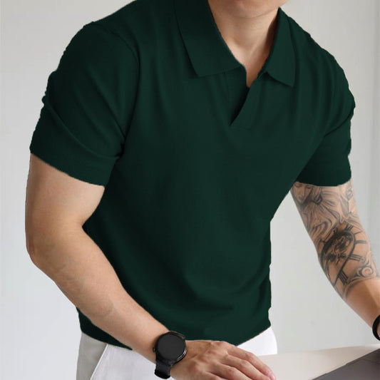 Camiseta de verano para hombre con cuello tipo polo – Corte ajustado, ligera e informal