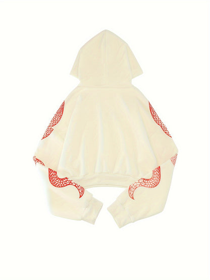 Women’s Red Hoodie – Phoenix & Butterfly Graphic Street Pullover