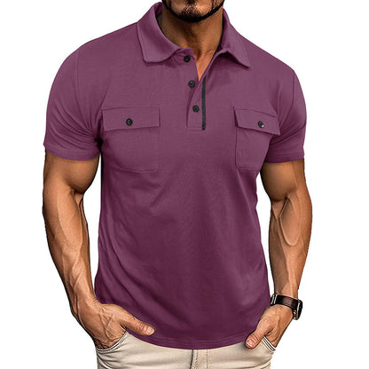 Loom & Soul™ Men’s Summer Polo Shirt – Short Sleeve Lapel Top with Chest Pocket