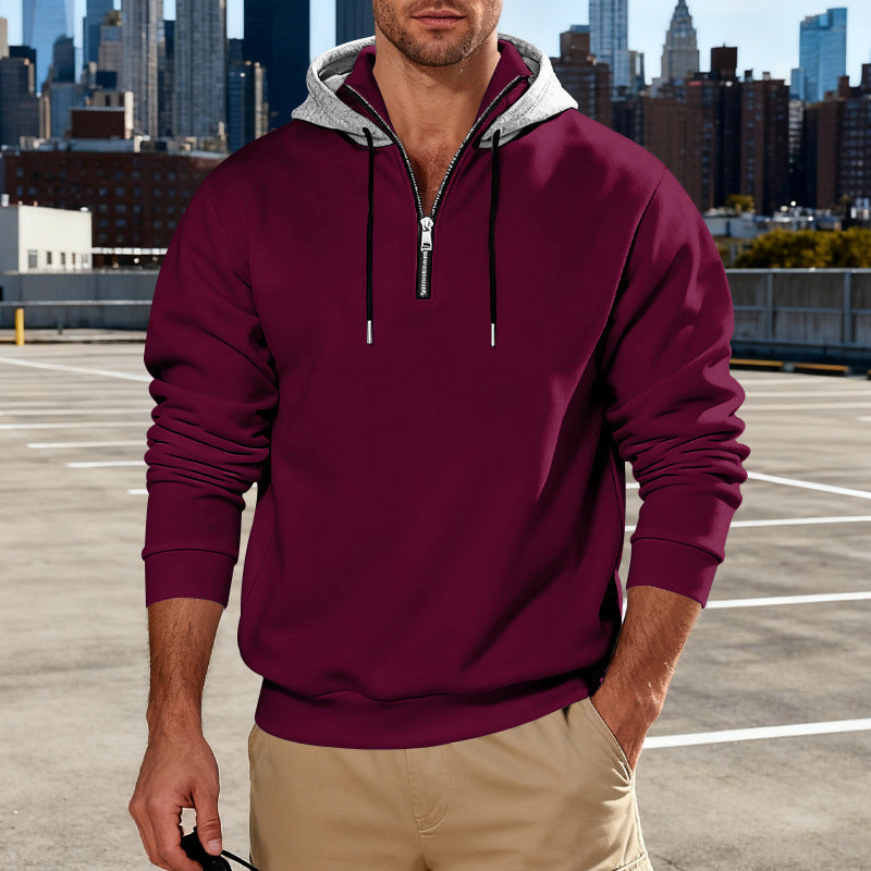 Sudadera con capucha de cuello alto para hombre – Sudadera informal de lujo para viajeros
