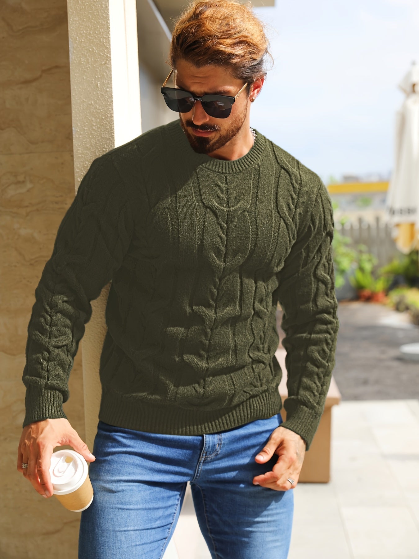 Men’s Striped Knit Sweater – Soft Crewneck Ribbed Trim Pullover