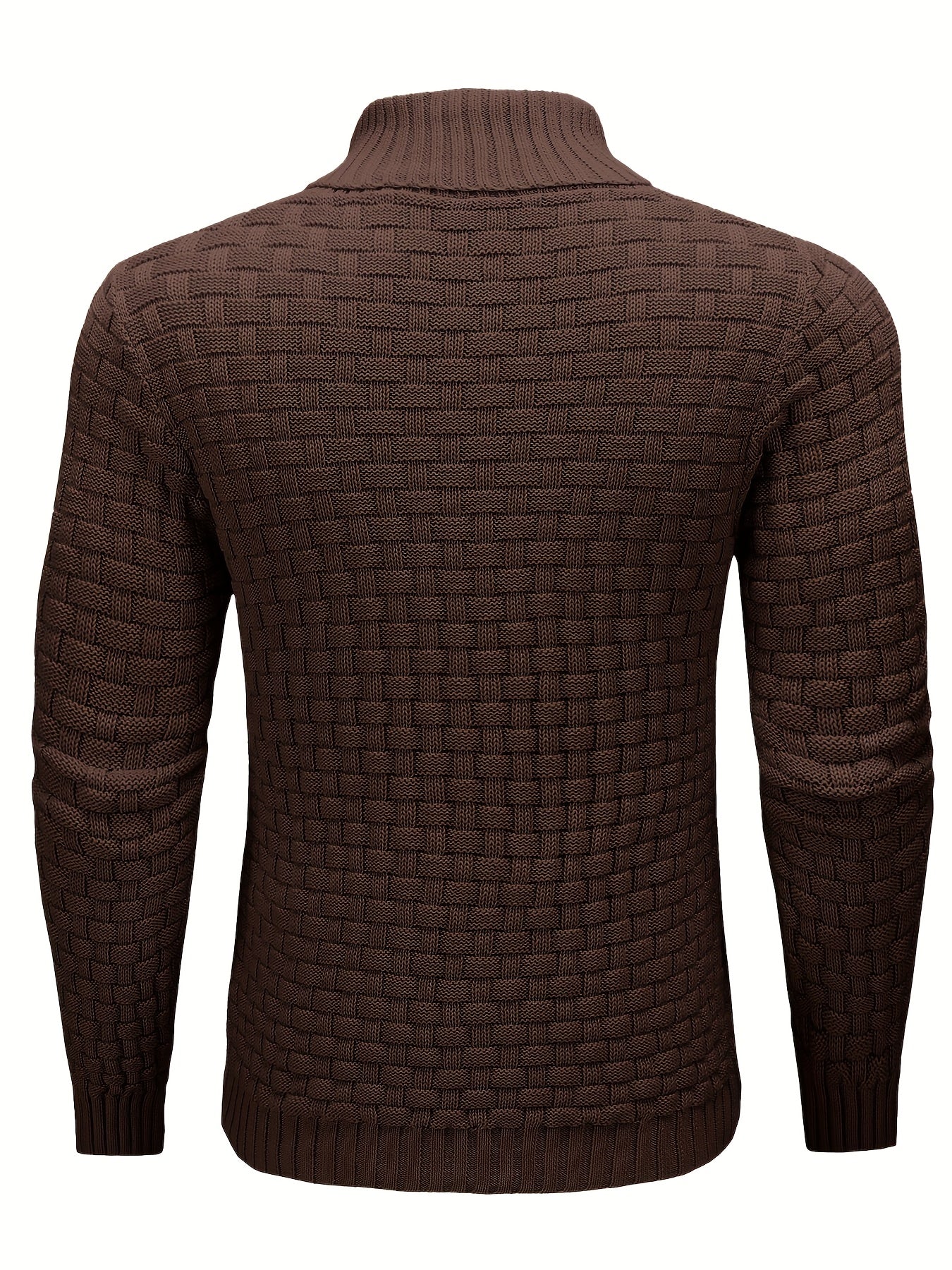 Men’s Waffle Knit Sweater – High Stretch Pullover with Lapel Collar
