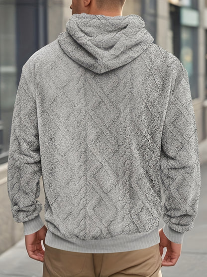 Men’s Casual Hooded Sweatshirt – Solid Color Slight Stretch Pullover