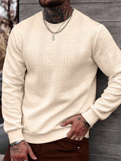 Sweat à capuche jacquard col rond homme – Haut léger coupe ample