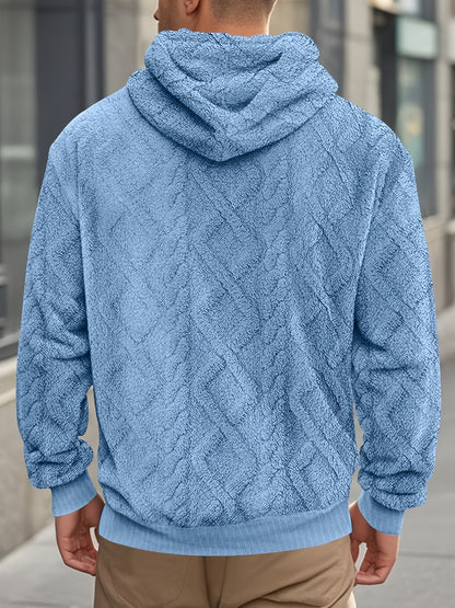Men’s Casual Hooded Sweatshirt – Solid Color Slight Stretch Pullover