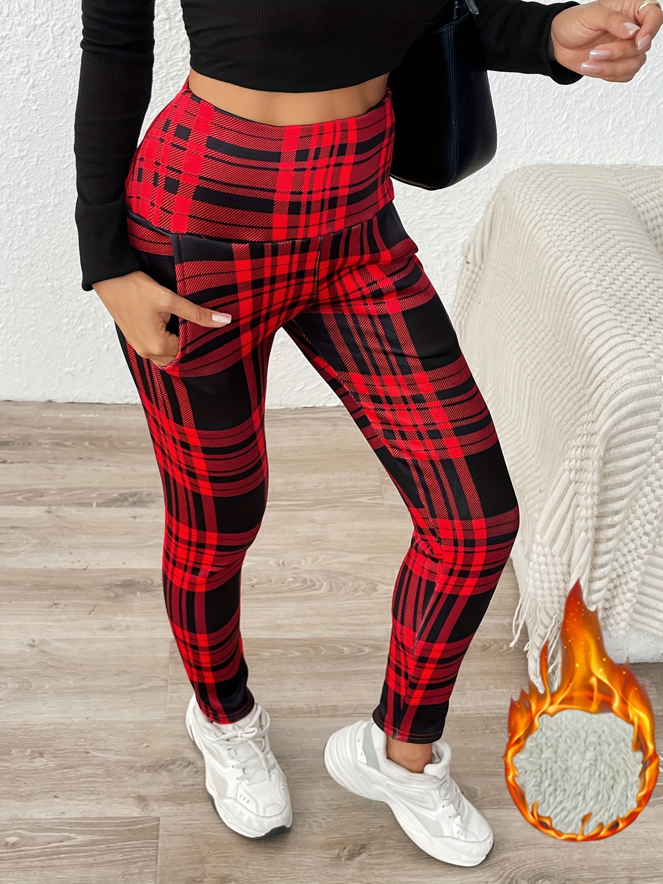 Women’s Fleece-Lined High-Waist Leggings – Cozy Winter Straight Pants