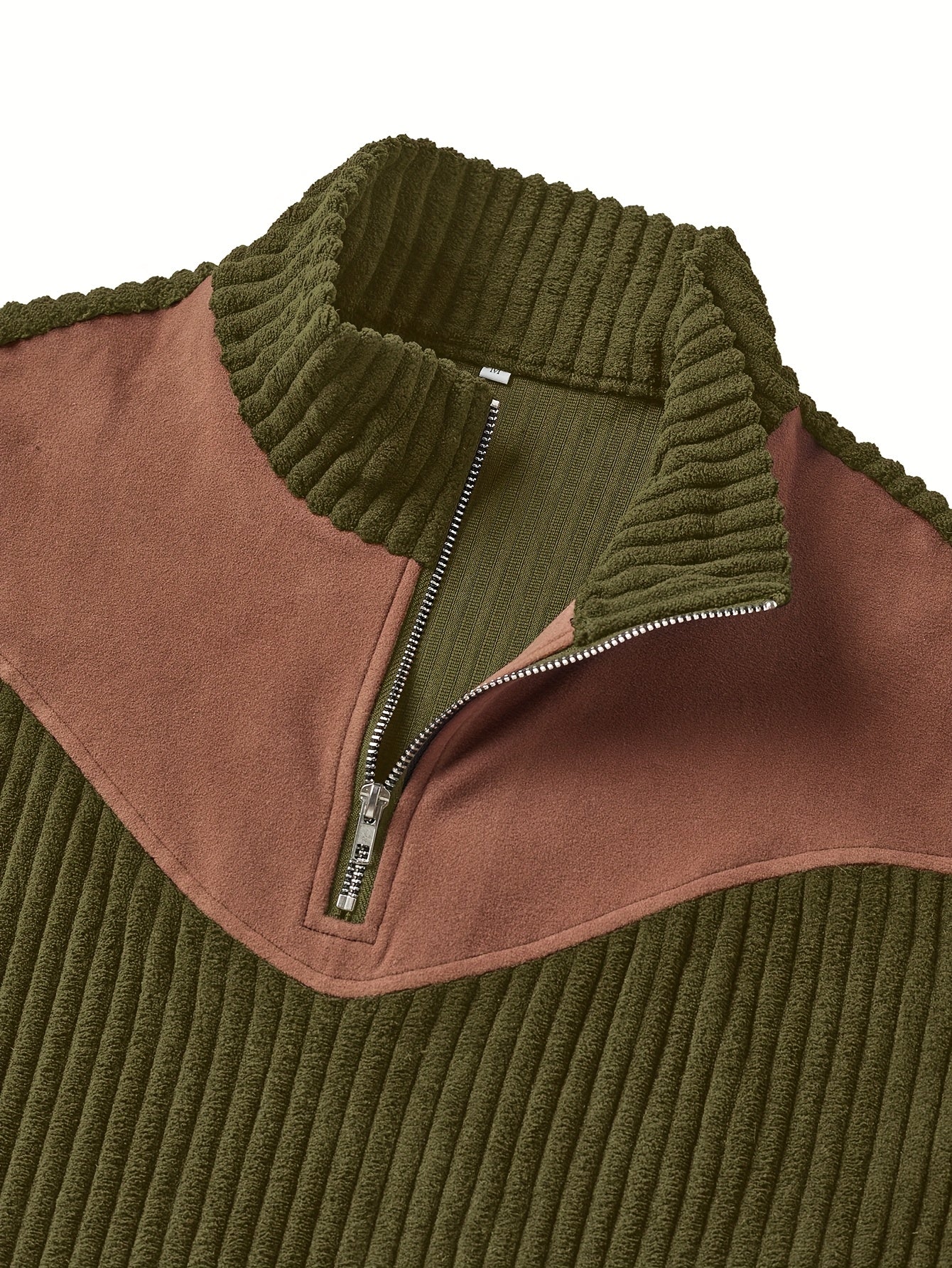 Men’s Stand Collar Half-Zip Pullover – Warm Ribbed Retro Sweatshirt
