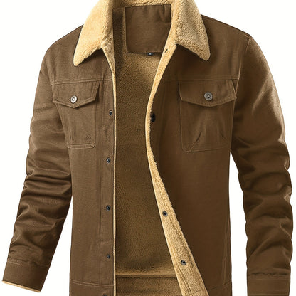 Chaqueta de trabajo para hombre con forro polar - Abrigo con cuello de borreguillo