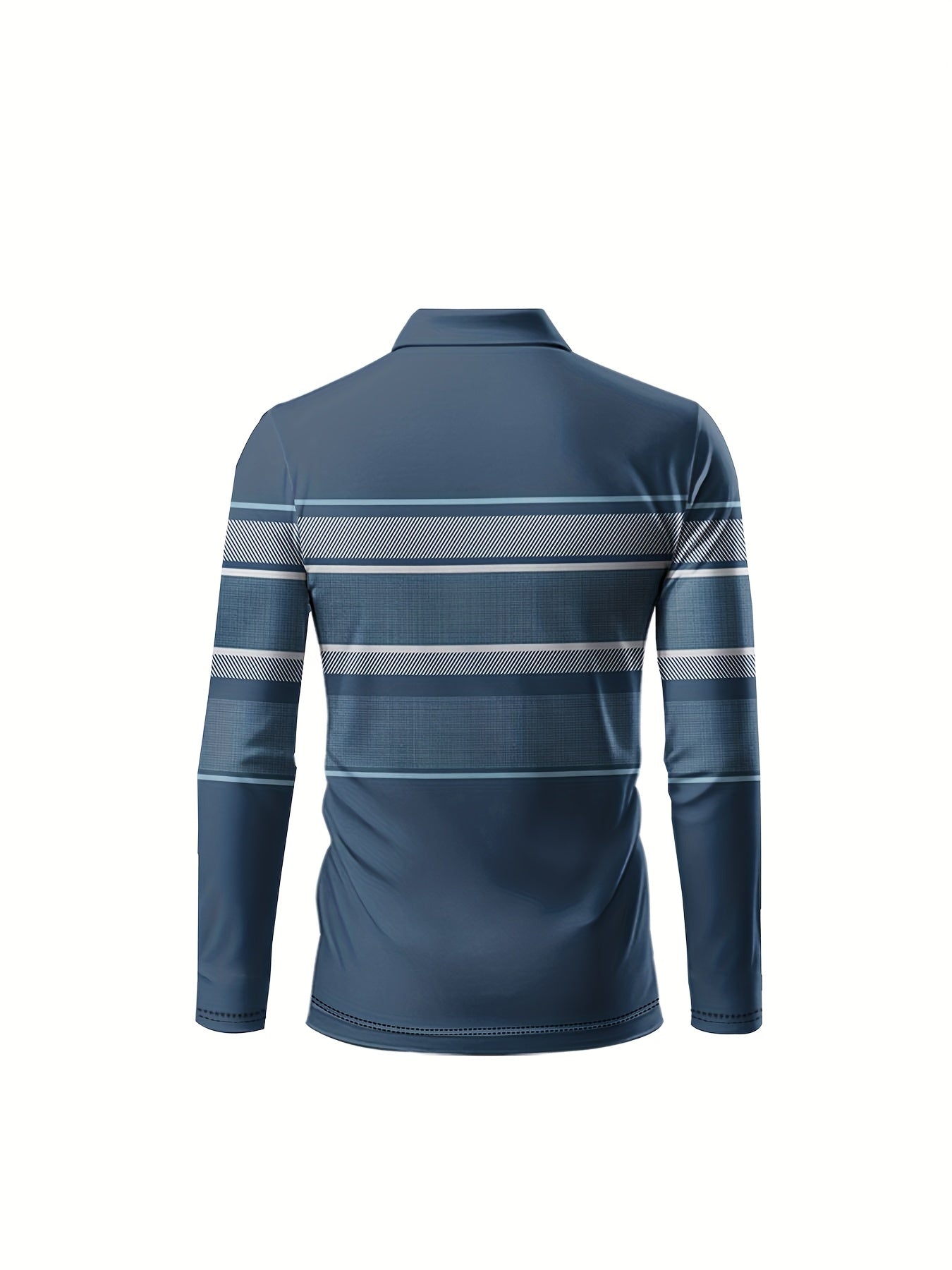 Polo rayé bleu et blanc pour homme – Polo décontracté à manches longues style preppy