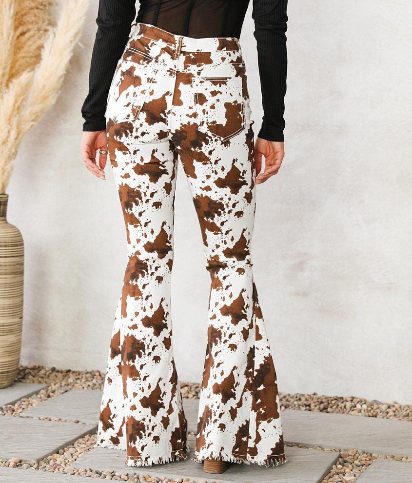 Loom & Soul™ High-Waist Flared Jeans – Women’s Fringe Hem Bell-Bottom Denim Pants