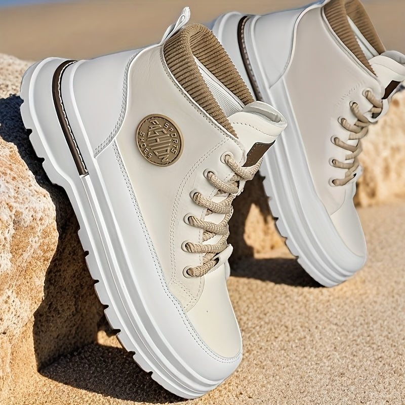 Men’s Green & White High-Top Sneakers – Lace-Up Streetwear Boots