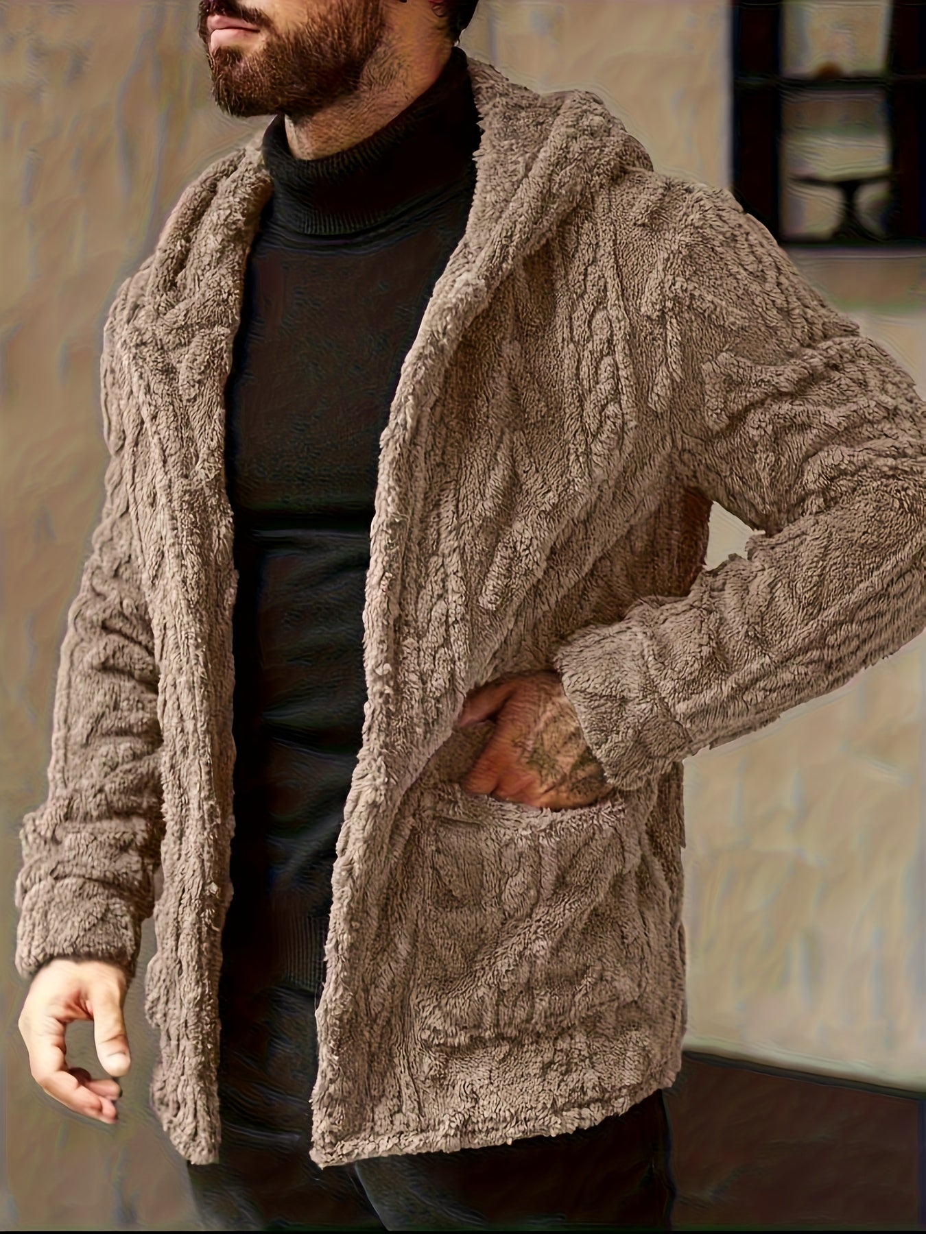 Veste à Capuche Polaire Douillette Homme – Cardigan Boutonné Hiver