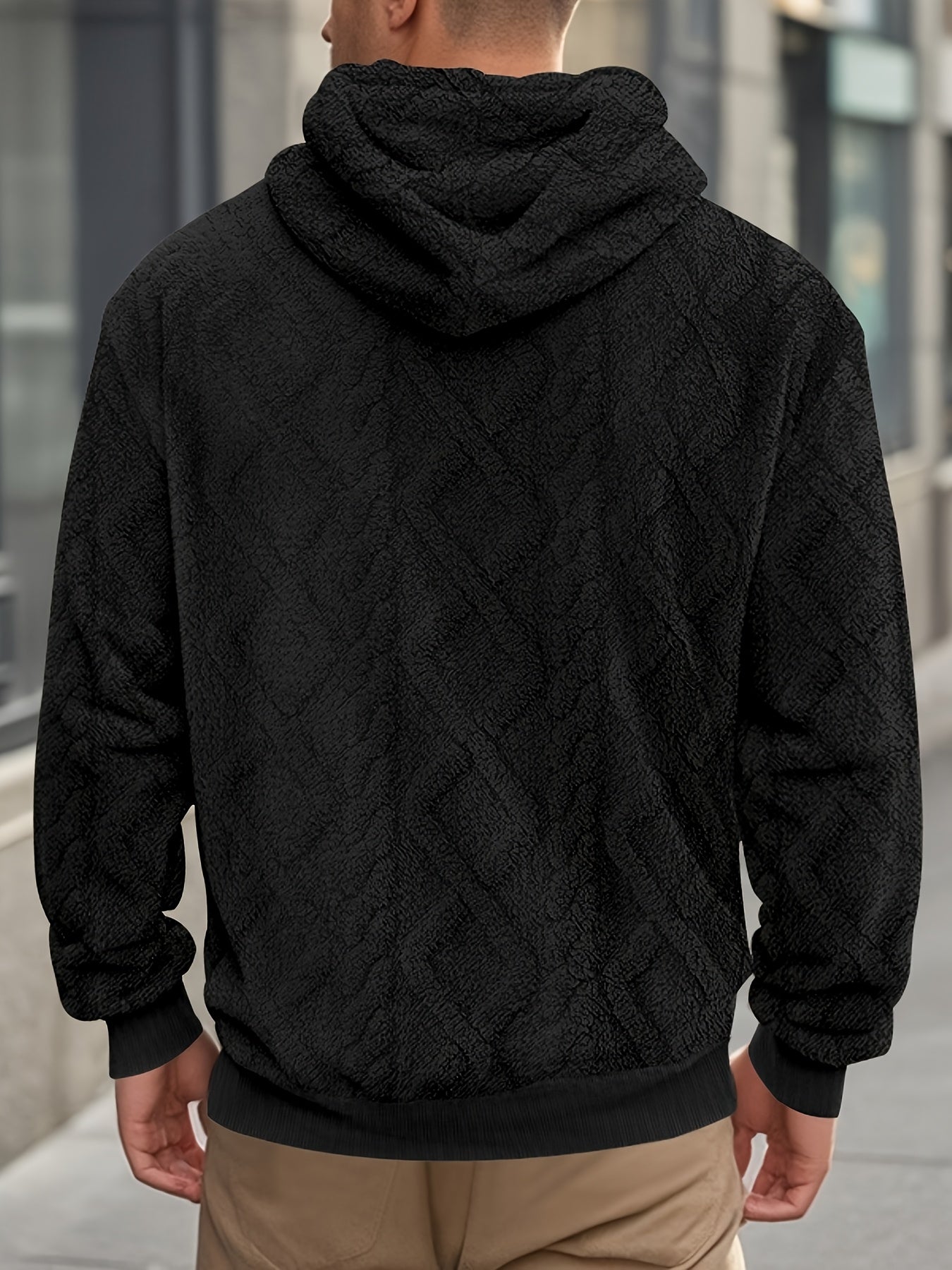 Men’s Casual Hooded Sweatshirt – Solid Color Slight Stretch Pullover