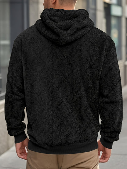 Men’s Casual Hooded Sweatshirt – Solid Color Slight Stretch Pullover