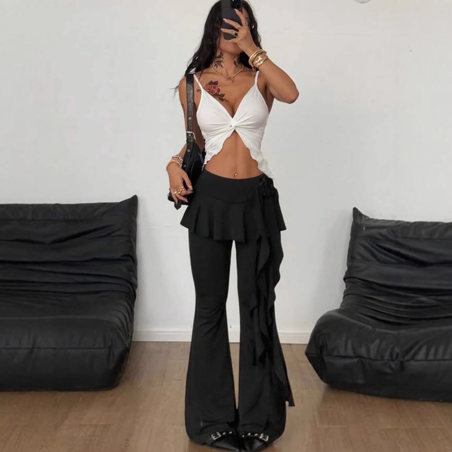 Women’s Black Bootcut Pants – High Waist Slimming Fit