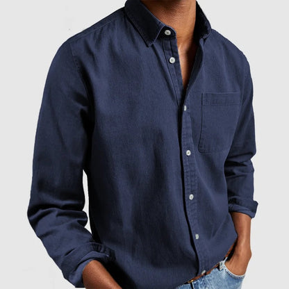 Chemise boutonnée à manches longues pour homme – Cardigan décontracté en mélange de coton