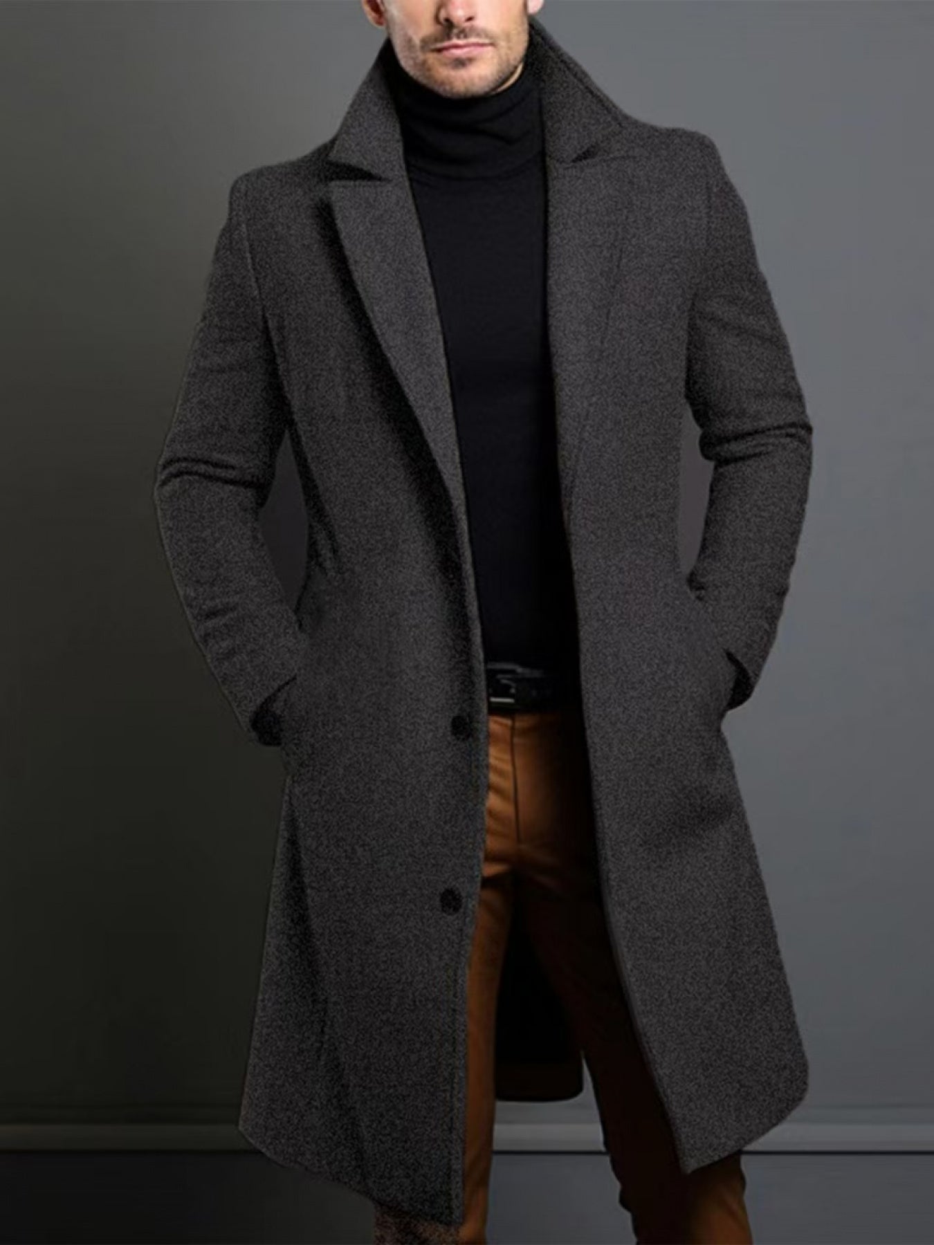 Manteau Classique à Revers pour Homme – Veste d'Hiver à Simple Boutonnage